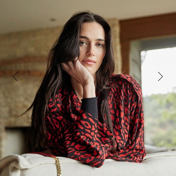 The kooples silk oversized shirt with red leopard print on website old money - Picture 3 of 7